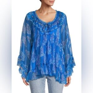 JOHNNY WAS GAL RUFFLE TIE BLOUSE